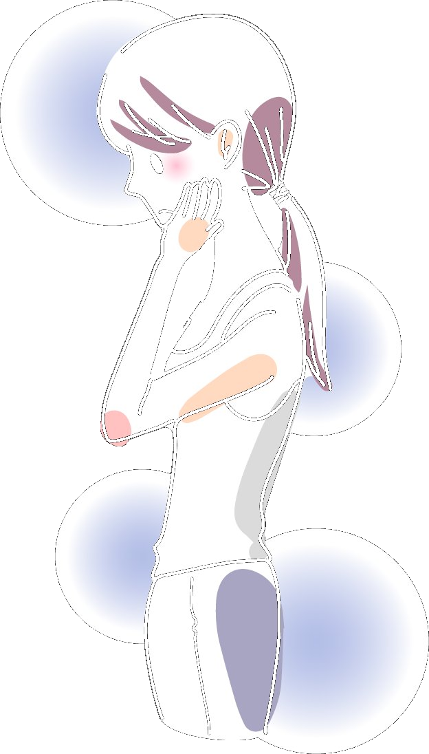 お顔の歪みに悩む女性のイラスト