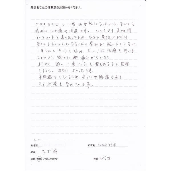 膝痛みの口コミ